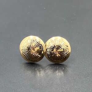 FRH 14K Estate Solid Yellow Gold 14.1mm Disk Bright Diamond Cut Stud Earrings‎